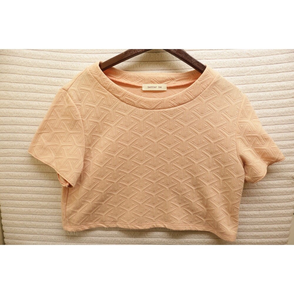 Better Be, Callie Crop Top, Light Pink , Large Cross Pattern Loungewear Casual